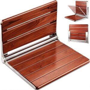 20in Folding Teak Shower Seat Wall Mount ADA Bench Chair 400lb Durable